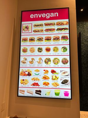 The menu  at Envegan in East Point