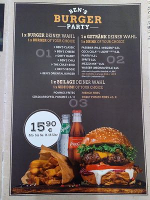 Burger Angebot at Ben's Burgerbar in Heidelberg
