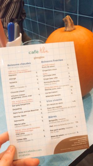 Menu at Café Klin in Paris
