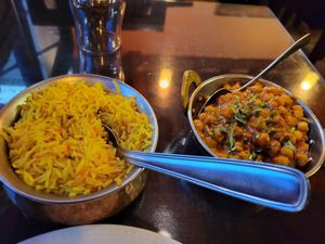Chana masala with saffron rice at Annapurna in Chamonix-mont-blanc