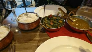 Ayurveda lentils and saag aloo with plain rice  at Annapurna in Chamonix-mont-blanc