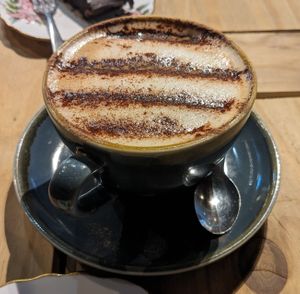 Oat milk mocha at Nine Leaves in Wirral