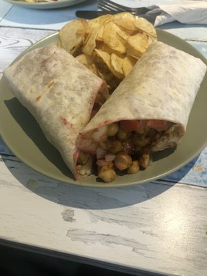 Curried chickpea wrap  at Nine Leaves in Wirral