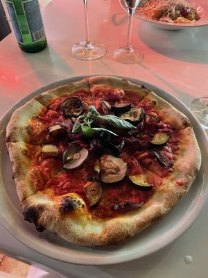 Vegan pizza  at Bianco Restaurant in Tenerife