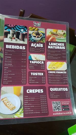 Menu2 at Açaí da Barra in Sao Paulo