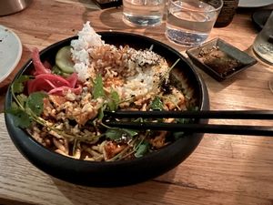 Tofu Bibimbap - best dish on the menu  at Munchie in Chamonix-mont-blanc