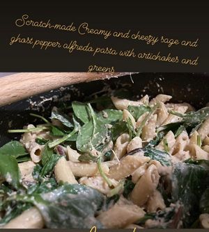 Creamy Alfredo pasta at Heaven Sent Foods in Flagstaff