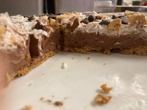 Chocolate cheesecake on a butterfingers style crust at Heaven Sent Foods in Flagstaff