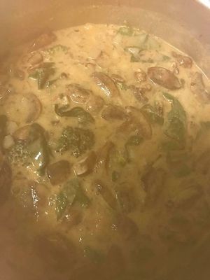 Cream of spinach and mushroom soup at Heaven Sent Foods in Flagstaff