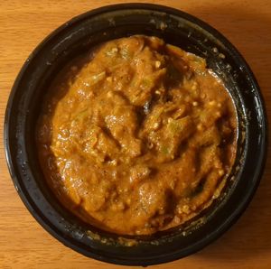 Okra mushroom peanut butter stew (new vegan menu item, July 2023). Tasty! at Motherland Kitchen in Frederick