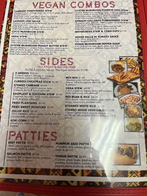 Lots of vegan options  at Motherland Kitchen in Frederick