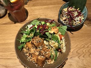 balance bowl and mushrooms on the side  at Vegan House - Schillerplatz in Dresden