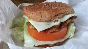 soy vegan burger at Thai Vegan in Santa Monica