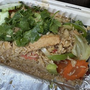 Spicy fried rice with soy chicken  at Thai Vegan in Santa Monica