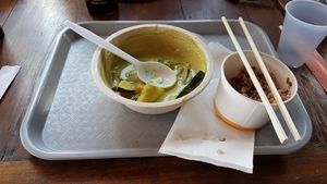 Tasty but mild curry (left) brown rice (right) at Thai Vegan in Santa Monica