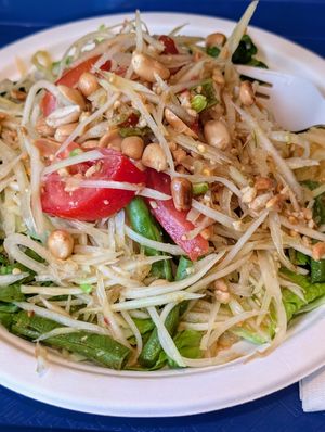 Som tam papaya salad at Thai Vegan in Santa Monica