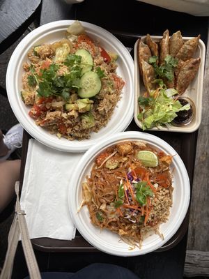 Very affordable and generous portions. I really enjoyed the dumplings and the Pad Thai. The rice felt a bit plain, and they don’t serve s lot of tofu  actually very little.   at Thai Vegan in Santa Monica