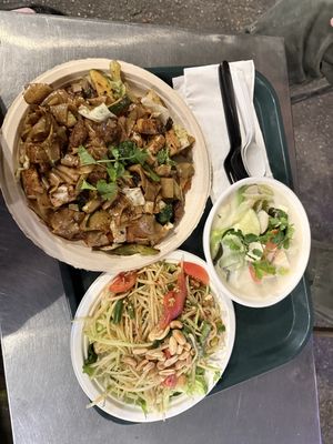 Papaya salad, pad see ew, tom yum soup   at Thai Vegan in Santa Monica
