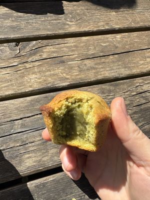 Pasticciotto con crema al pistacchio   at Bar Pasticceria Martinucci Laboratory in Alberobello