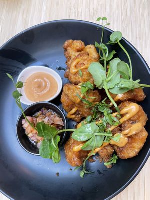 Chipotle cauliflower wings (really nice & the sauce was delicious)   at Madre in Amsterdam