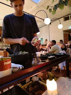 Live guac making! at Madre in Amsterdam