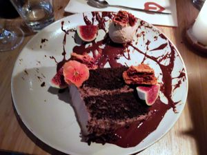 Chocolate cake at Madre in Amsterdam