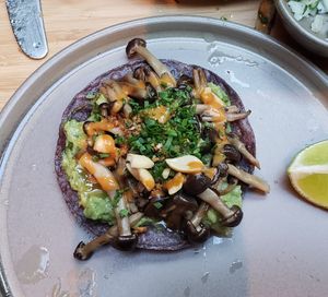 Mushroom tacos at Madre in Amsterdam
