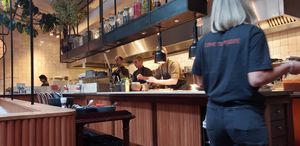 Cooking area at Madre in Amsterdam