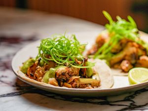 Artichoke Tacos (creamy and soft) at Madre in Amsterdam