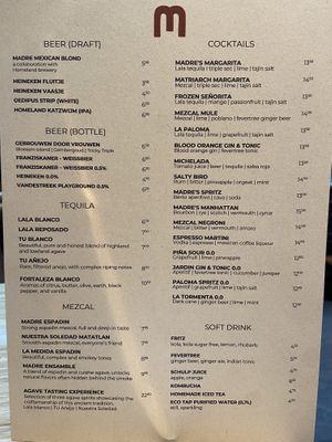 Cocktails Feb 2024  at Madre in Amsterdam