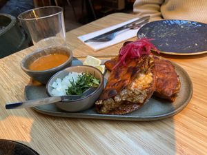Birria tacos: meaty, tasty and crispy, but lacks veggies. at Madre in Amsterdam