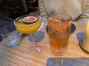 Frozen señorita (sweet and tasty) and Blood orange G&T (fresh and tasty)  at Madre in Amsterdam