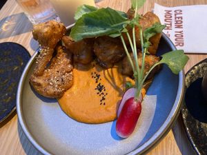 Cauliflower wings: very good, but a very small portion for what you pay. at Madre in Amsterdam