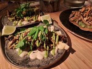Artichoke barbacoa tacos at Madre in Amsterdam