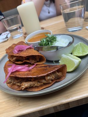 3D printed pork tacos  at Madre in Amsterdam