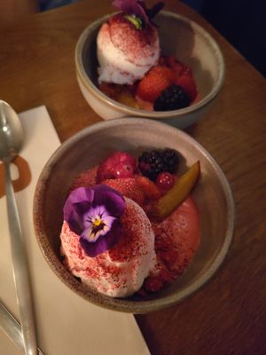 Coconut sorbet at Madre in Amsterdam