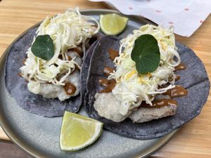 Tempura mushrooms tacos 🌱  at Madre in Amsterdam