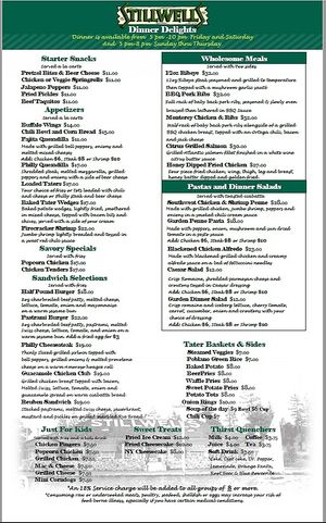Updated vegan menu 8-5-22 at Stillwells Restaurant in Big Bear Lake
