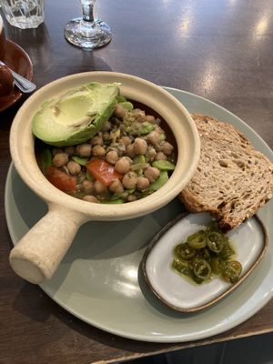 Ful medames vegan option with Avo at Stand By Me in Canberra