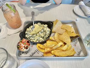 Spinach artichoke dip , strawberry chia lemonade   at Heartbeet in Houston