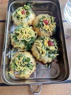 Vegan chat bombs. Super sweet and delicious   at Mowgli in Leeds