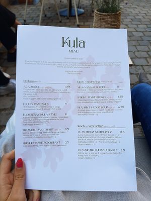 Menu at Kula in Rotterdam