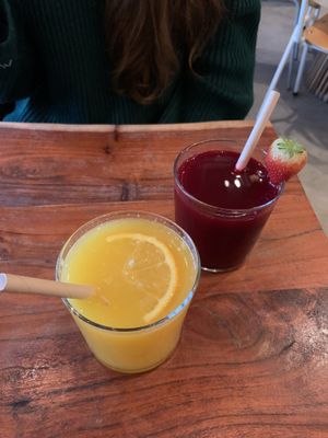 OJ and beet juice   at Kula in Rotterdam