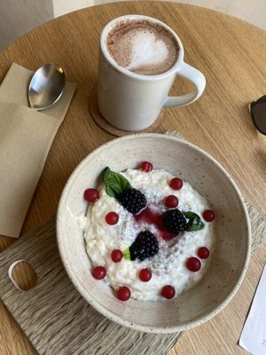 Rice porridge with cocoa  at Fach Bistro in Bratislava