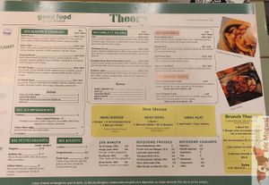 Menu at Theory in Levallois-perret