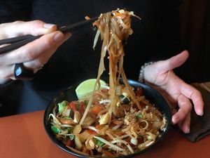 phad thai. very good. not expensive. at Marpha Sushi & Nepali Kitchen in Bruges