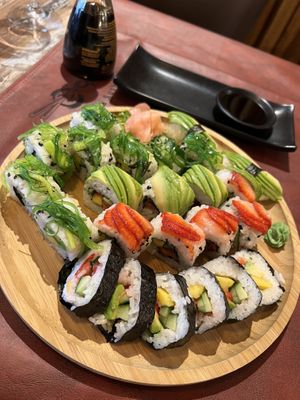 Vegan sushi platter  at Marpha Sushi & Nepali Kitchen in Bruges