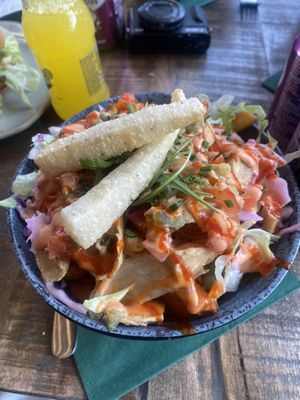 Chicken dirty fries   at Vegan House in Chester