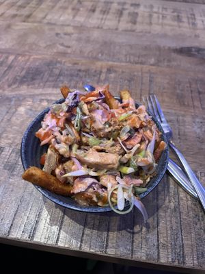 mini chicken dirty fries  at Vegan House in Chester