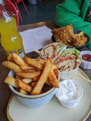 Mayo wrap and nuggets and chips at Vegan House in Chester